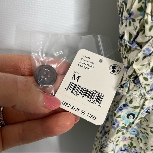 NWT Free People Boho Floral Crossback Button Mini Dress Size Medium - Picture 11 of 16